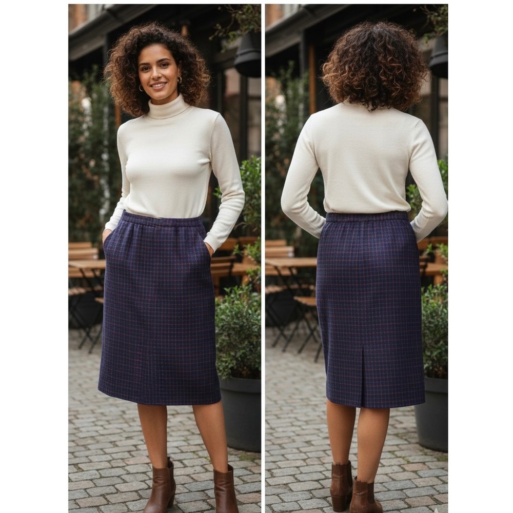 Vintage Joan Leslie Size 14 Wool Skirt Colorful‎ Winter Skirt Knee Length Modest